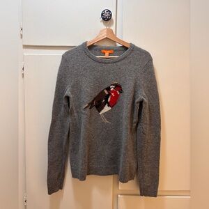 Joe Fresh Gray Crewneck Sweater with Bird Motif - Red/Brown